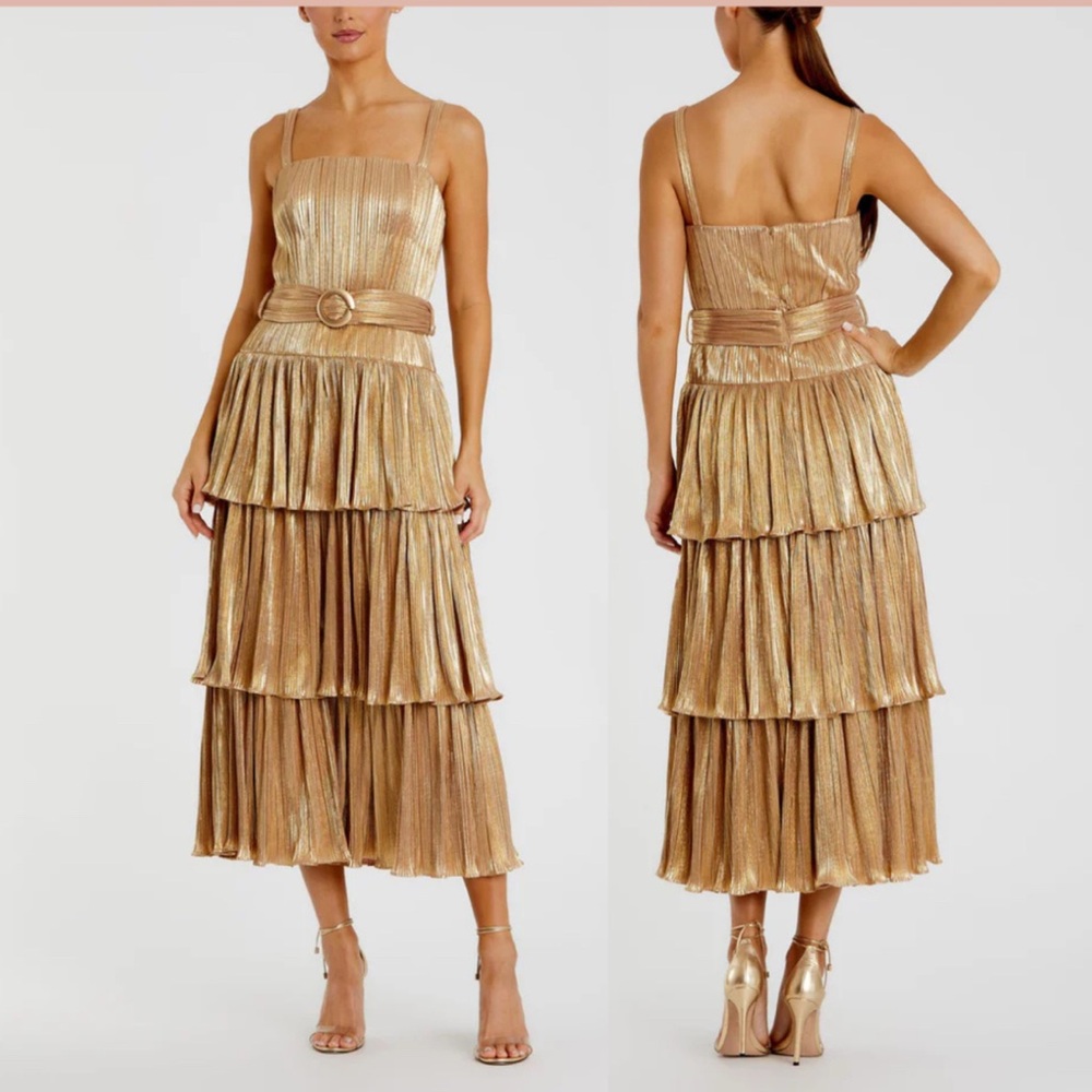 NWT Ieena By Mac Duggal Size 10 Dress Gold